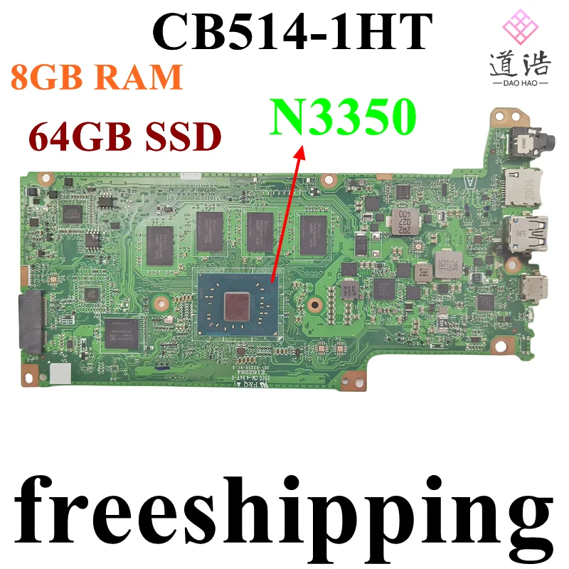 

DA0ZAHMB6C0 For Acer Chromebook CB514-1HT Laptop Motherboard NBH1L11009 N3350 CPU 8GB RAM 64GB Mainboard 100% Tested Fully Work