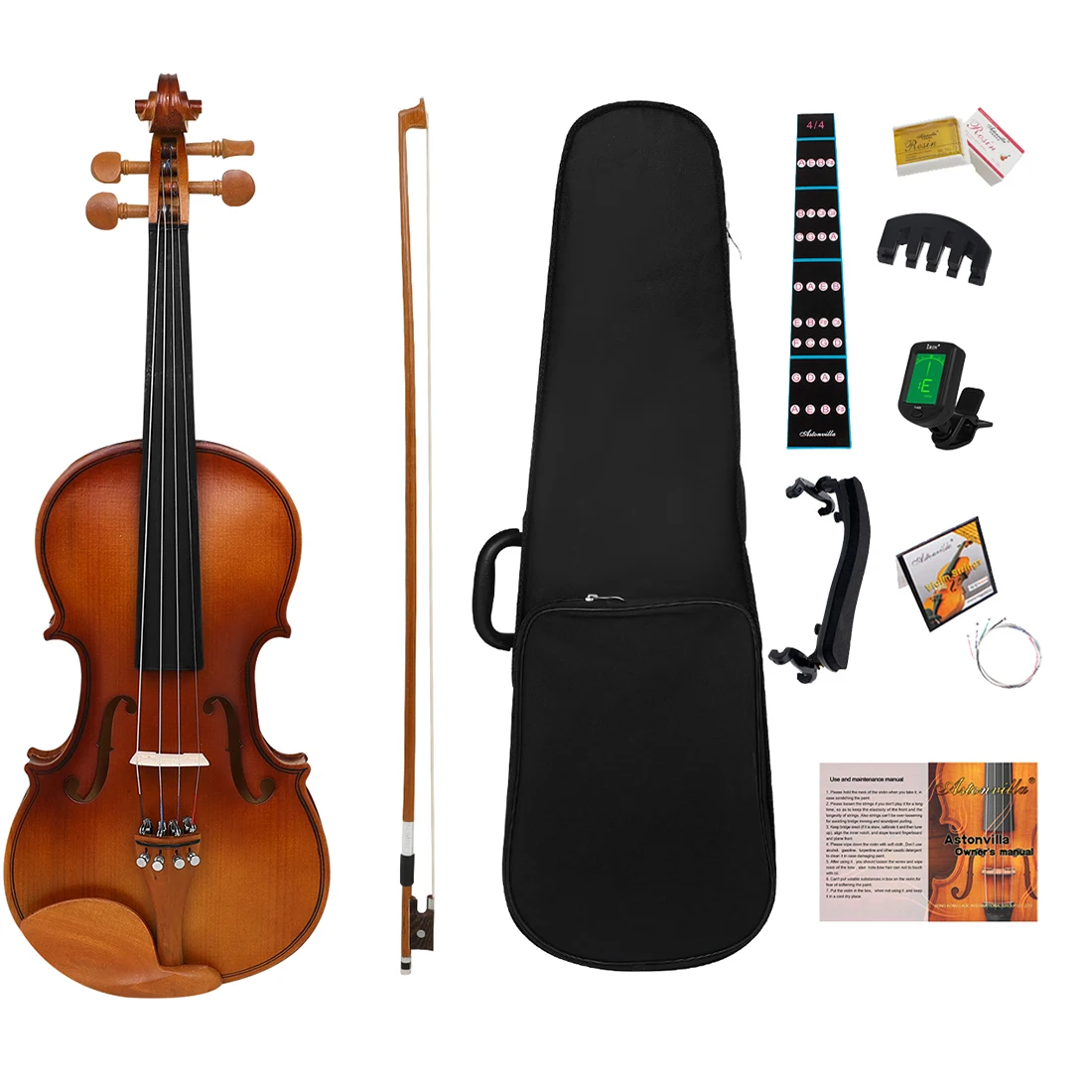 

﻿ Astonvilla 4/4 Full Size Spruce Wood Violin with Hard Case, Bow, for Adult Beginners Student (30% Easier Learning!)