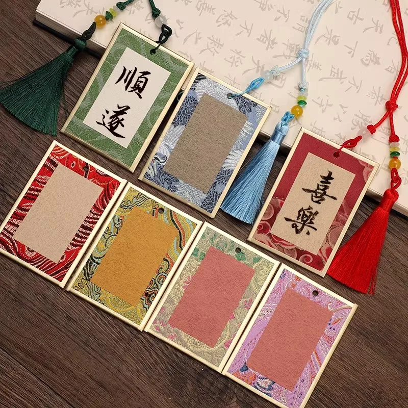 1PCS Double Sided Mini Calligraphy Writing Cards - Chinese Xuan Paper Hard Card Fan Pendant - Traditional Art Gift, Home Decor
