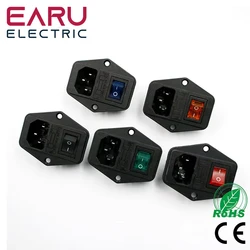 Di alta qualità Nero Rosso 10A AC 250 V 3 Terminale Presa di Corrente con Fuse Holder Rocker Switch NUOVO Ingresso Spina Cavo di Alimentazione CA presa
