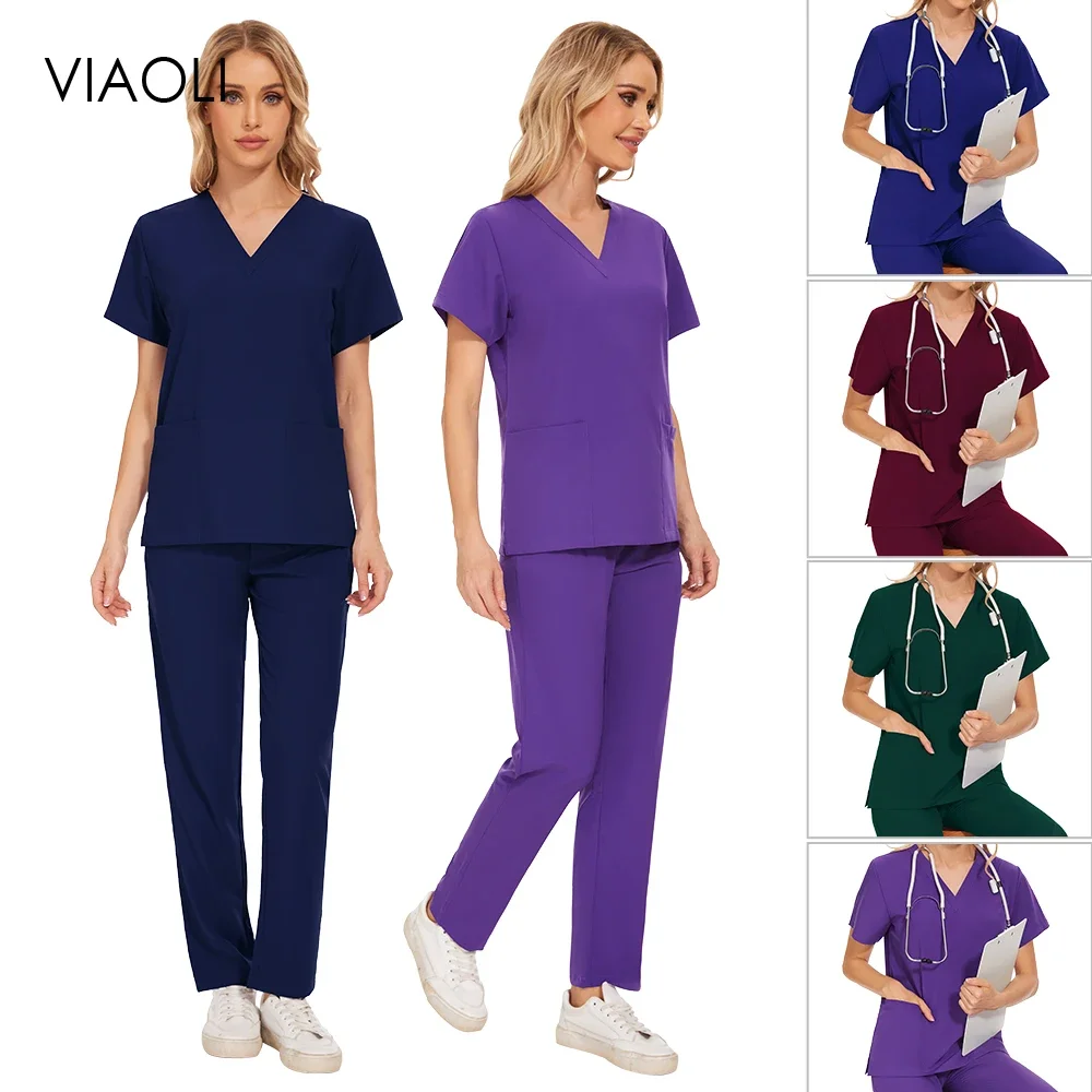 

Hot Sales Modern Nurse Uniform Healthcare Work Clothes Set Special Scrubs Breathable Beauty Salon Beautician Manicurist Uniforms