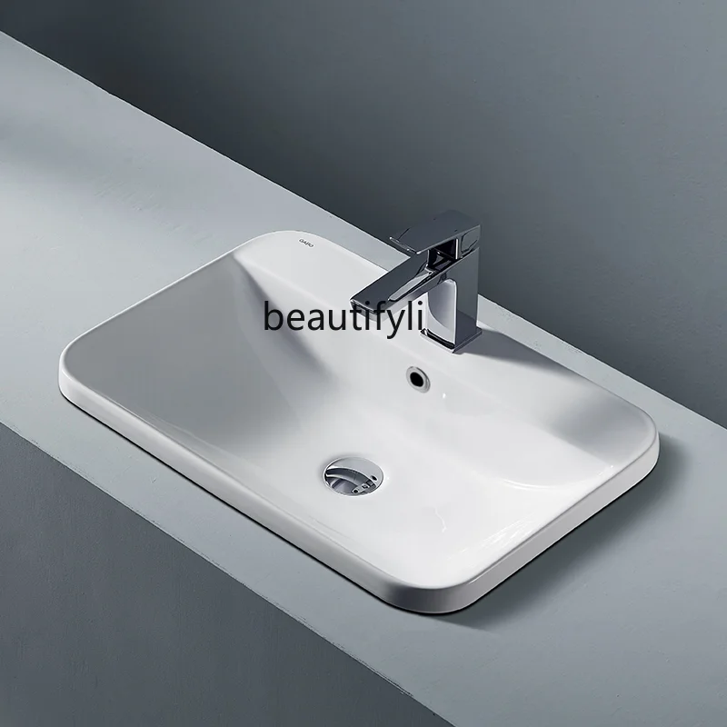 Drop-in Sink Rectangular Embedded Washbasin 10409 Wash Basin Ceramic Basin