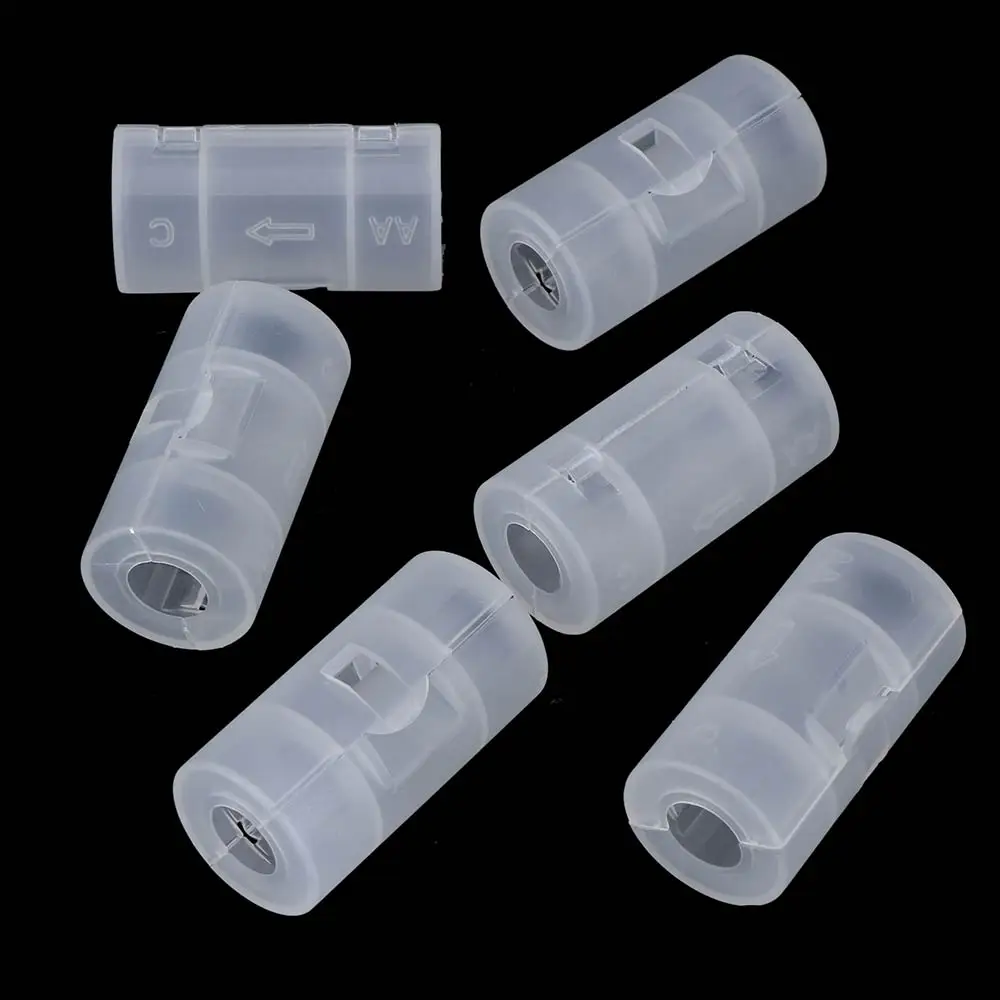 6 Pcs Practical AA To C Battery Adapter Case Transparent Battery Switcher High Quality LR06 AA To C LR14 Size Battery Converter