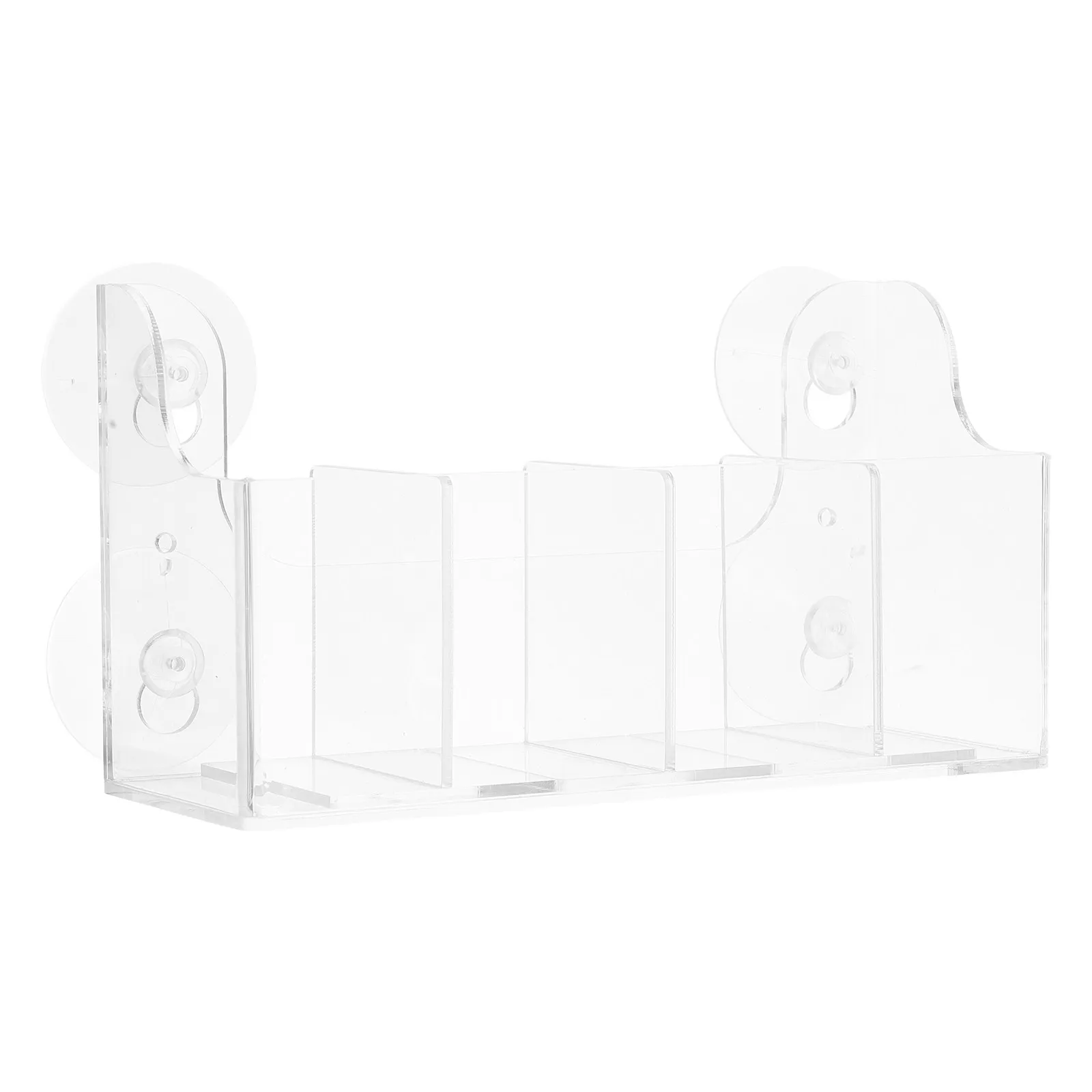 

4-Compartment Acrylic Suction Cup Fridge Door Organizer Adjustable Drink Rack for Bottles Cans Chocolates Tea Packs Storage