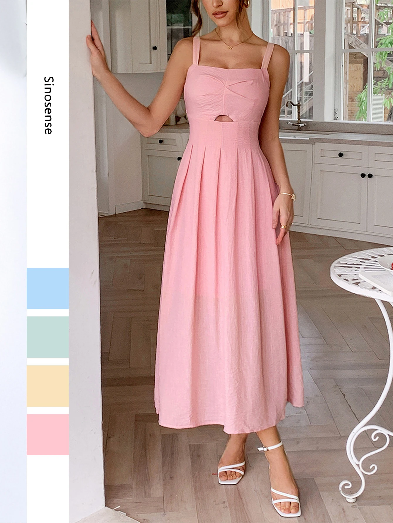 Abito estivo da donna senza maniche con canotta Abito sexy tagliato a linea Boho Beach Vocation Abito elegante da sera per cocktail party