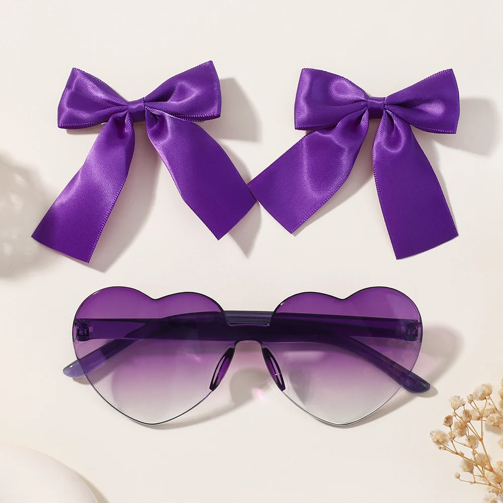 3Pcs/lot Fresh Hair Clip Accessories Glasses Set for Baby Girl Bow Tie Ribbon Hairpins Lovely Peaches Sunglasses Headwear Gift