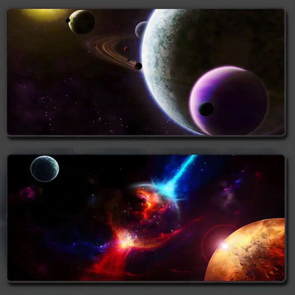 

Большой коврик для мыши Space Large, противоскользящий, резиновый, для игр, прочный, с утолщенным краем, подходит для офиса и игр