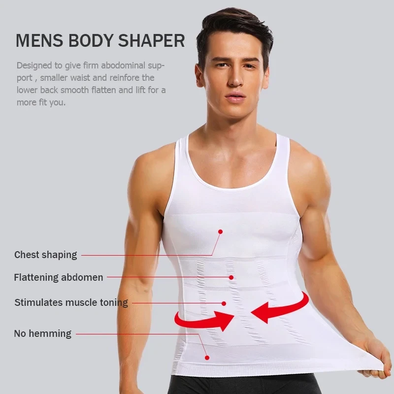 Men\'s Slimming Shaper Vest Elastic Body Shapewear Compression Abdominal No Sleeves Vest Breathable Fitness Sport Shaping Shirt