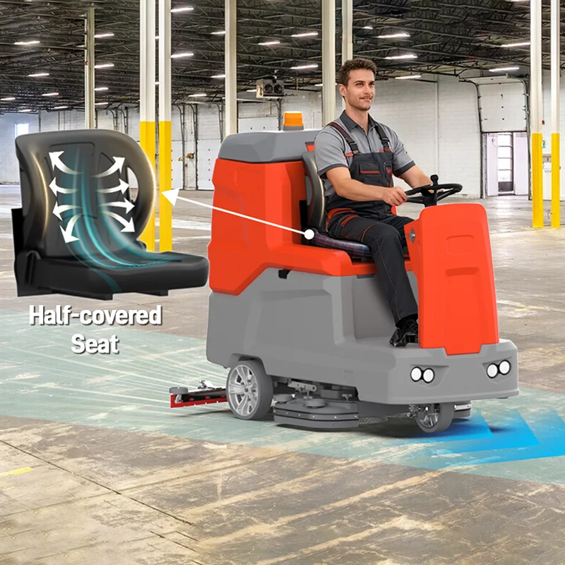 Battery Operated Floor Sweeper Scrubber Machine For Commercial Building Office Mall Professional Electric Cleaning Scrubber