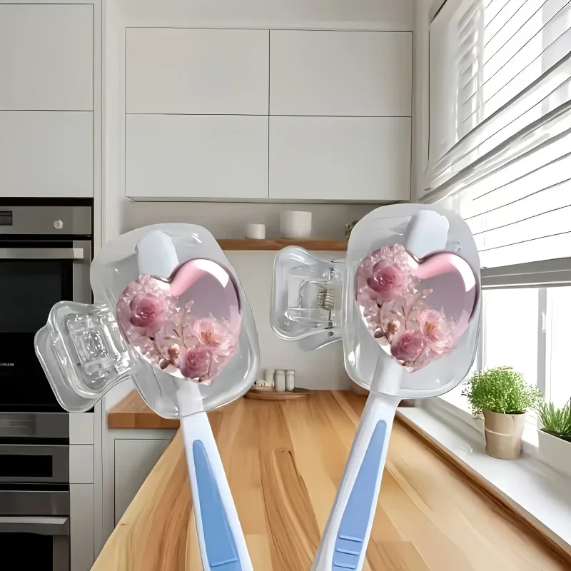 2pcs Pink Rose Heart-Shaped Toothbrush Dustproof Clips Couple's Toiletry Organizer Decorative Clips Keep Brush Clean And Dry