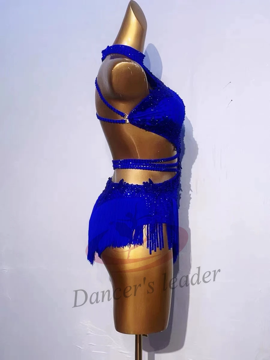 Latin Dance dress High-end Custom Full Diamond Waist Hollow Cha Cha Tango Female Adult Stage Professional Clothing