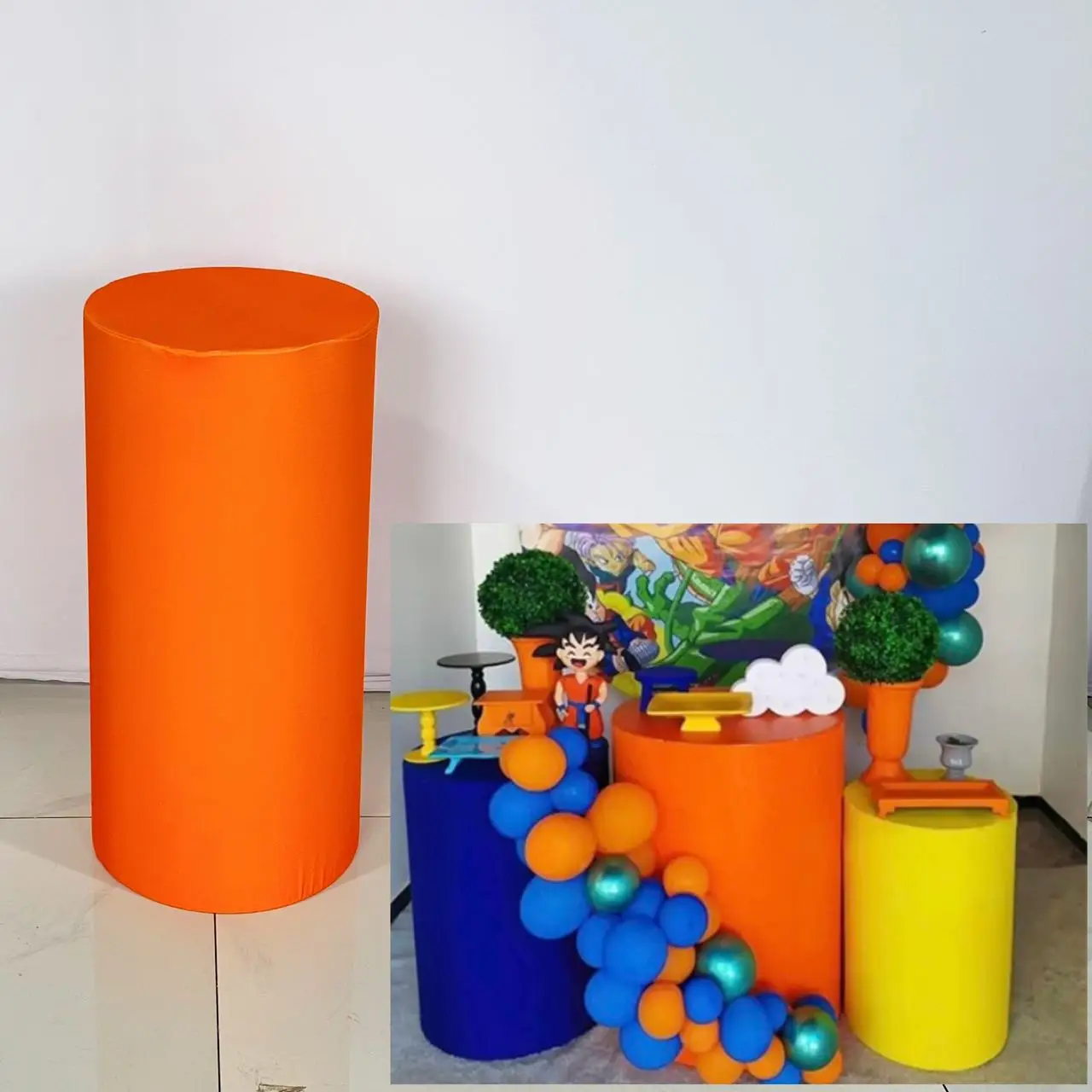 Orange Solid Color Cylinder Cover for Birthday Parties, Wedding and Baby Shower Decoration Props