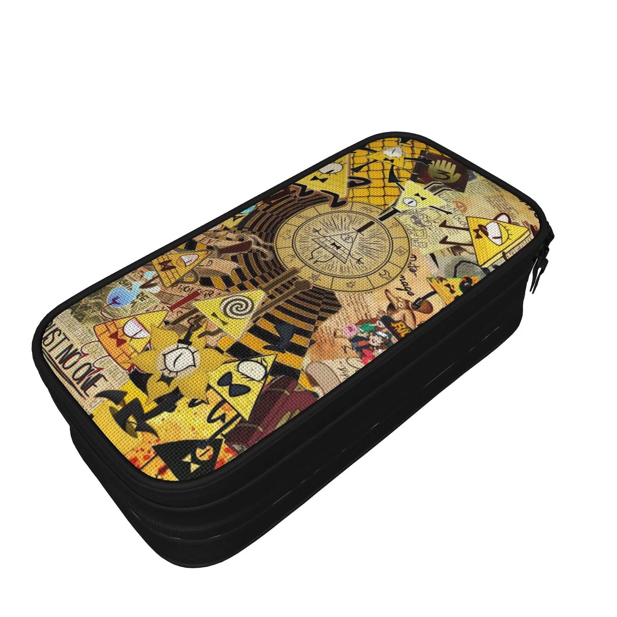 Large-capacity Pen Box G-Gravity Falls Merch  Double Layer Pencil Case Stationery Women Make Up Bag Amazing Gift