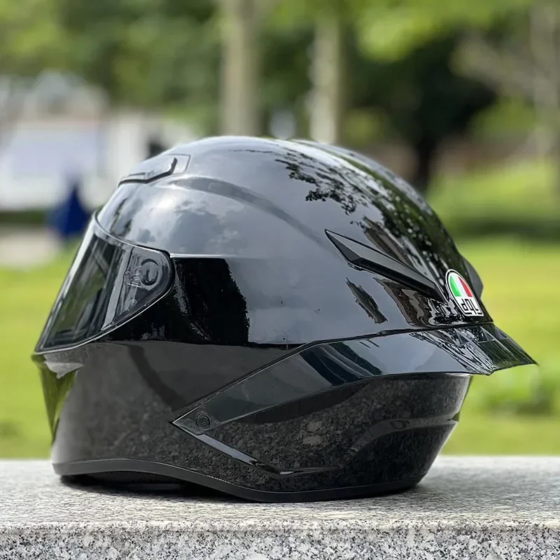 Casco de motocicleta de cara completa, casco Unisex con alerón grande, aprobado por DOT, casco Original dgL negro brillante