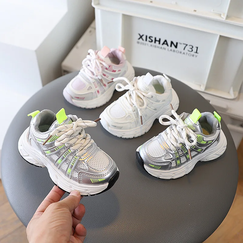 Spring Autumn Kids Lace-Up Casual Shoes Children Soft Sole Breathable Sock Shoes Boys Girls Mesh Sneakers Campus Casual Shoes