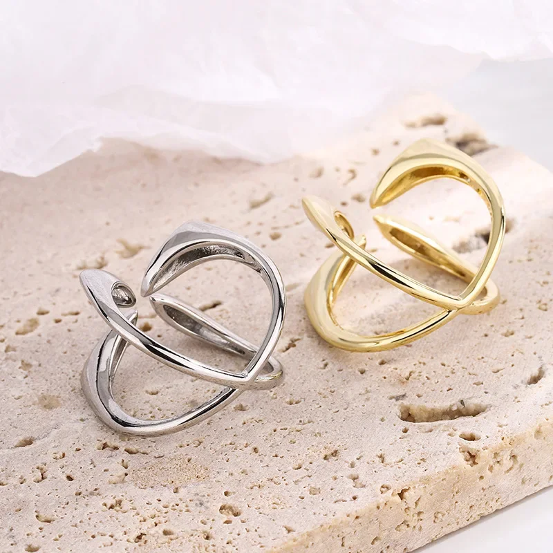 PANGJERY Gold Color Opening Rings for Women Exquisite Simple Temperament INS Fashion Creative Anniversary Jewelry Gifts