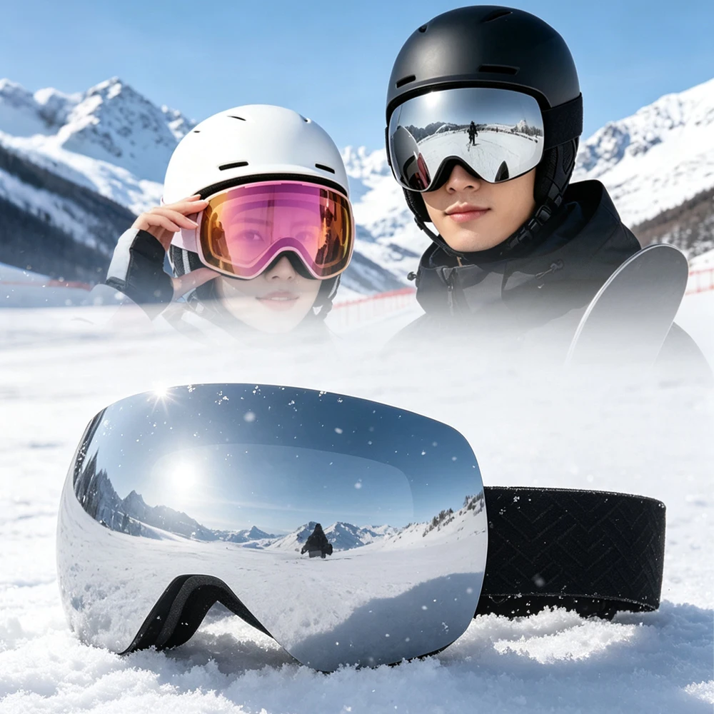 BOLLFO Spherical Ski Goggles Men Women Double-Layer Anti-Fog UV400 Snow Goggles for Skiing Snowboarding Winter Christmas Gift