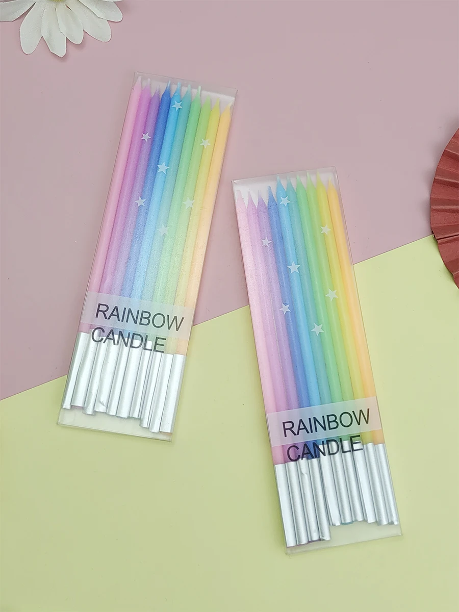 10PCS Buntstift Gewinde Kerzen Alles Gute Zum Geburtstag Kinder Party Kreative Gewinde Regenbogen Kuchen verziert Kerzen – Detail 7