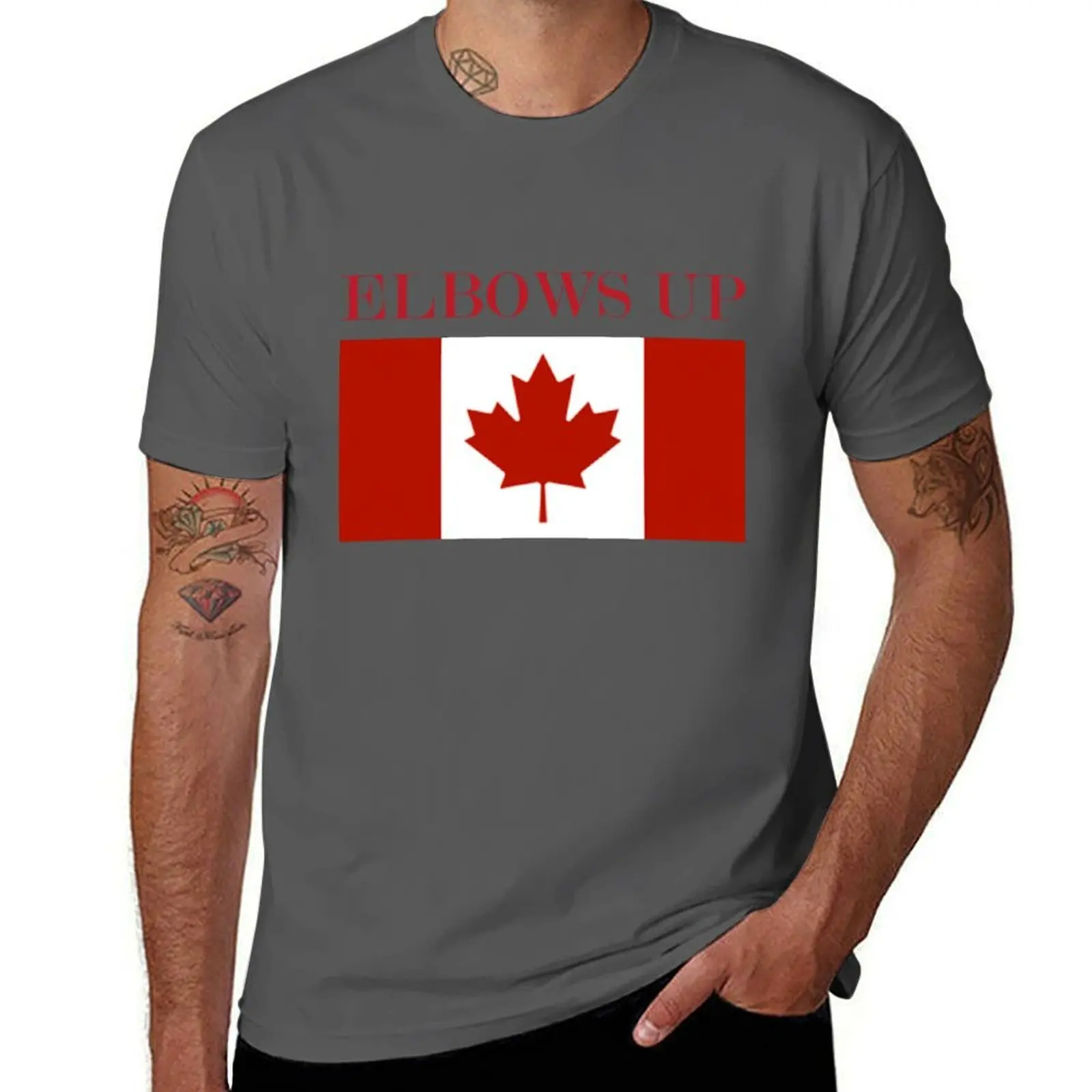 Elbows Up, Canada Flag T-Shirt Lightweight Gym Training T-Shirt