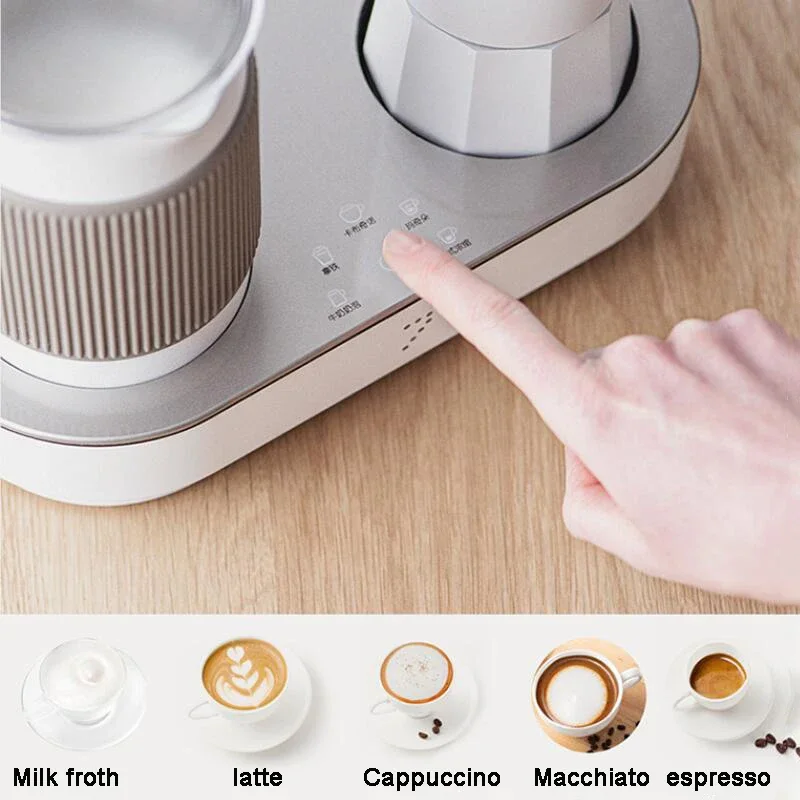 220V Elektrische Espresso Maschine Hause Automatische Milch Aufschäumen Integrierte Kleine Kapsel Maschine Moka Topf Latte Cappuccino 1300W