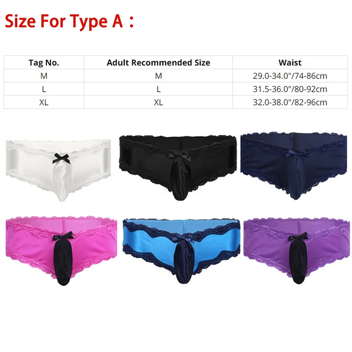 Gay Mens Sissy Briefs Lingerie Lace Trim Crossdress Panties Underwear low waist Bulge Pouch Underpants Bikini G-string Thong