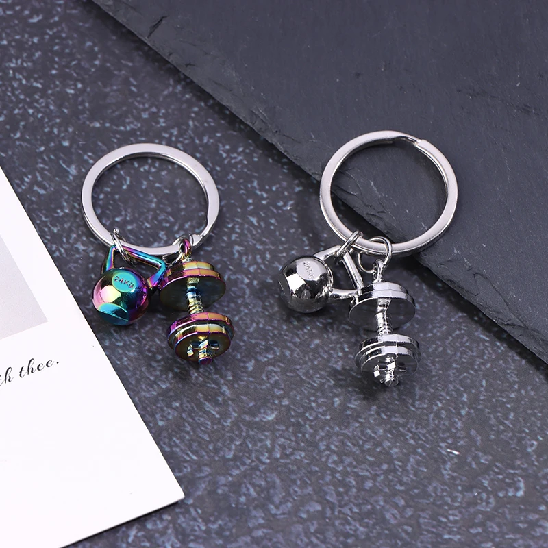 Mini-Hantel-Schlüsselanhänger aus Metall für Männer, Doppelhantel, Fitness-Promotion, kleines Geschenk, Zubehör zum Aufhängen am Rucksack oder Schlüsselbund – Detail 3