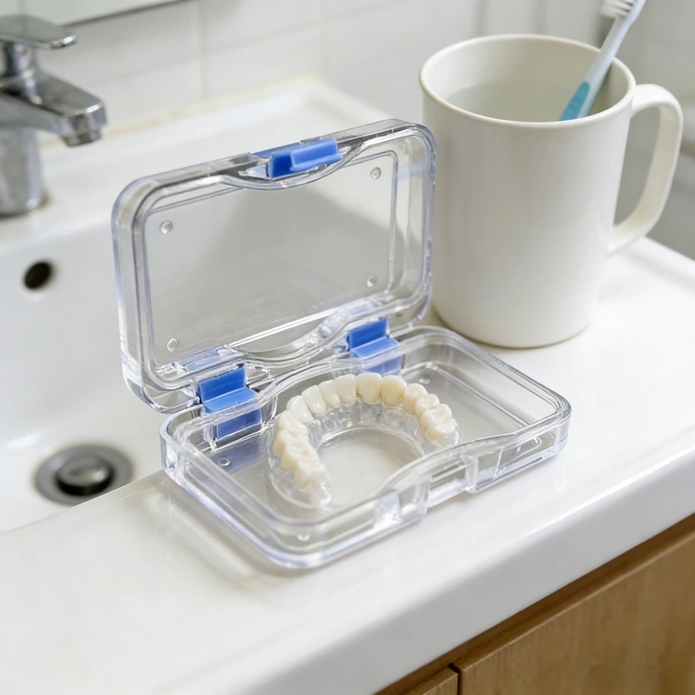 

1pcs Transparent Dental Tooth Box Film With Membrane Plastic Crown Bridge Denture Box Veneers Storage Case Dentistry Container