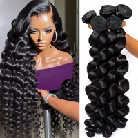 36 40Inch Loose Deep Wave 100% Human Hair Bundles Brazilian Virgin Raw Water Curly Hair Bundles Deep Wave Extensions Double Weft