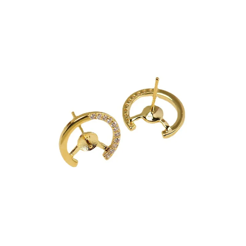 1 Pair E335 Gold Plated Copper S925 Silver Needle Pearl Stud Earrings Findings Jewelry Making DIY Jewelry Accessories