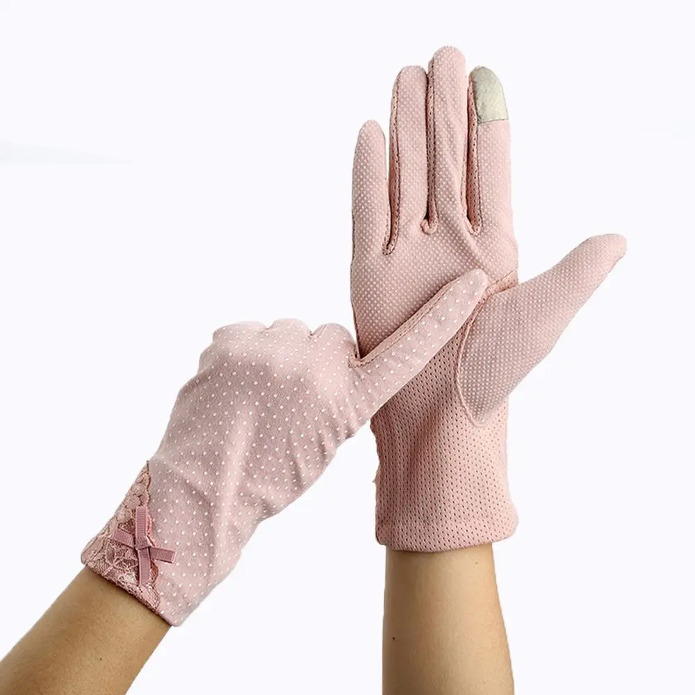 Guantes de protección solar Anti Uv transpirables antideslizantes de verano para mujer guantes de conducción guantes de encaje con pantalla táctil