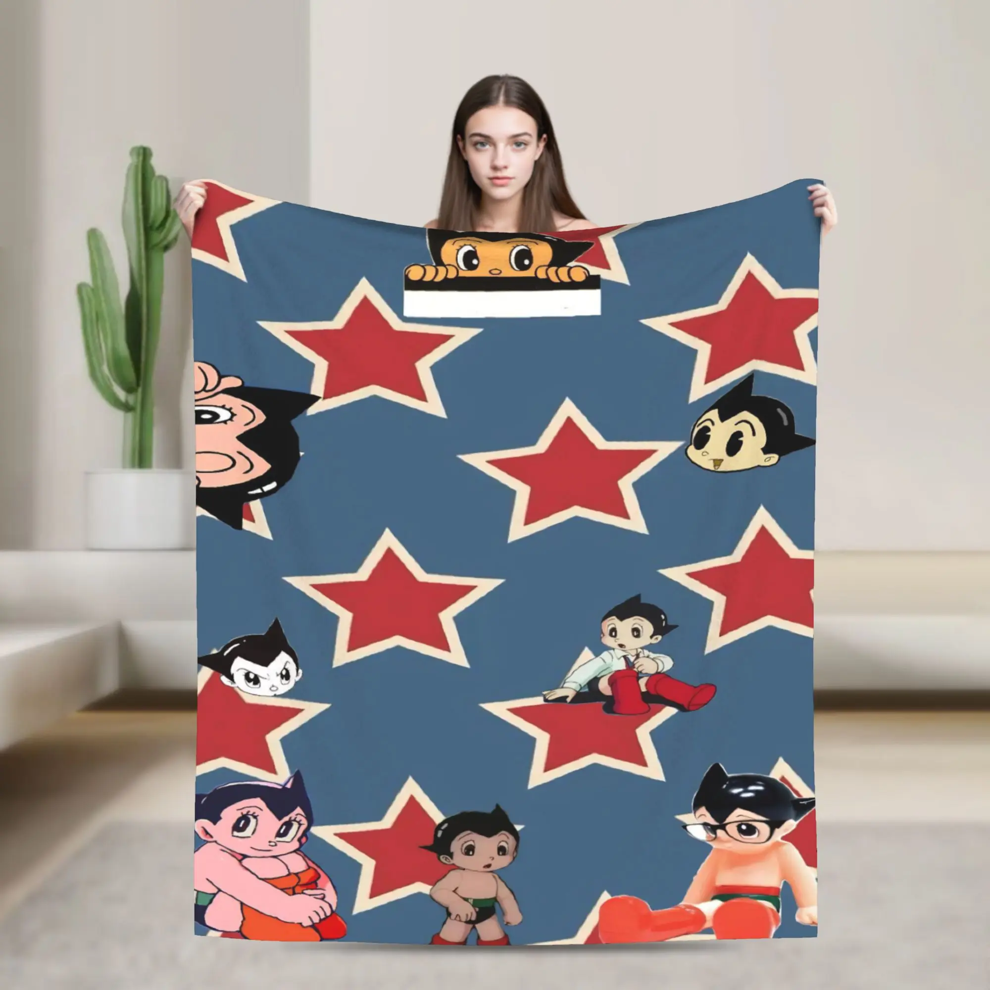 Astroboy Astro Boy Anime Blankets  Plush Vintage Warm Throw Blankets for Home Spring Autumn