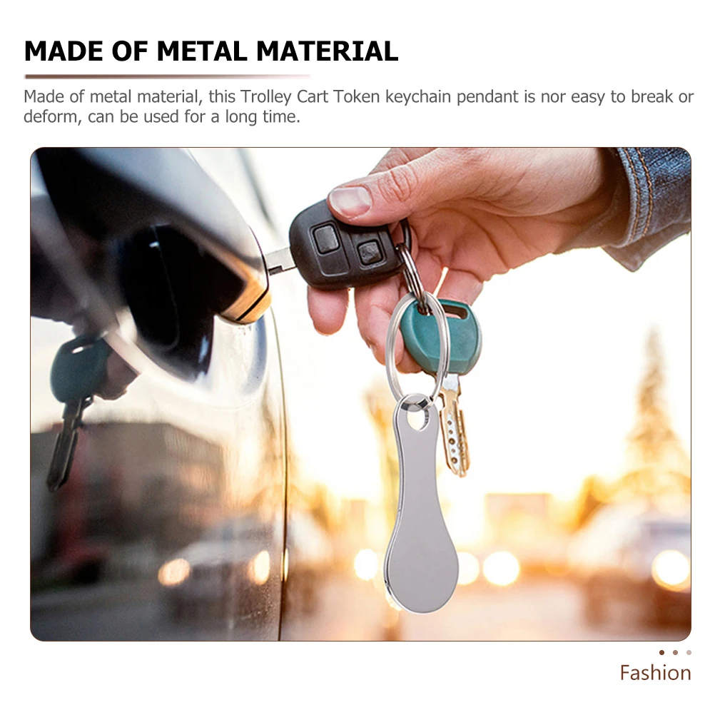 

3pcs Keyring Bottle Opener Small Trolley Tokens Keychains Stainless Steel Material Grocery Cart Compatible Shopping Ornament