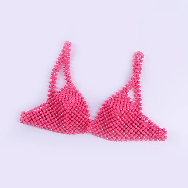 Europe And The United States Exaggerated Sexy Bikini Pearl Totally Hand-made Suspenders Beach Holiday Personalized Fashion Bra