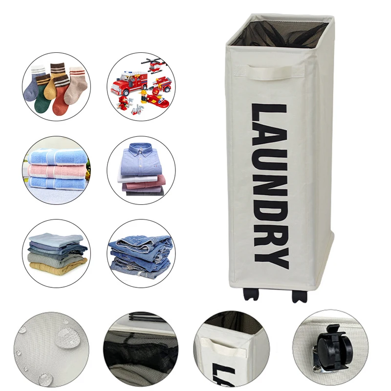 Foldable Laundry Basket Dirty Clothes Basket Clothes Storage Bag Home Laundry Storage Organization Laundry Basket with Wheels