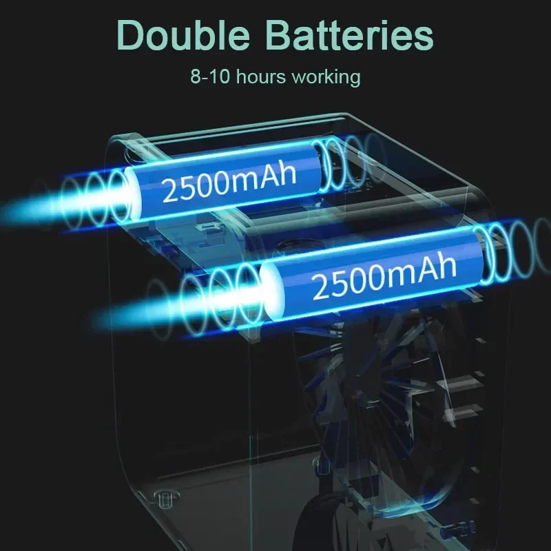 휴대용 미니 에어컨 데스크탑 선풍기, USB 충전식 에어 쿨러, 테이블 냉각 미스트, 사무실 가정용 선풍기 가습기, 5000mAh