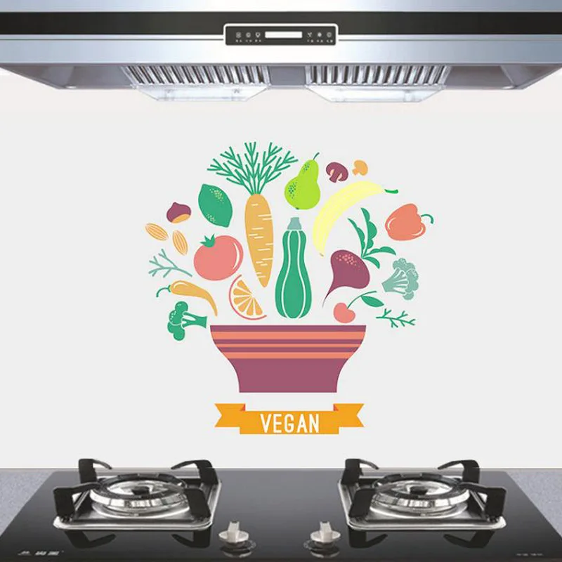 Cartoon Anti-oil Antifouling Kitchen PET Wall Stickers Cabinet Stove Kitchen Decoration Mural Transparent Self-adhesive Decals