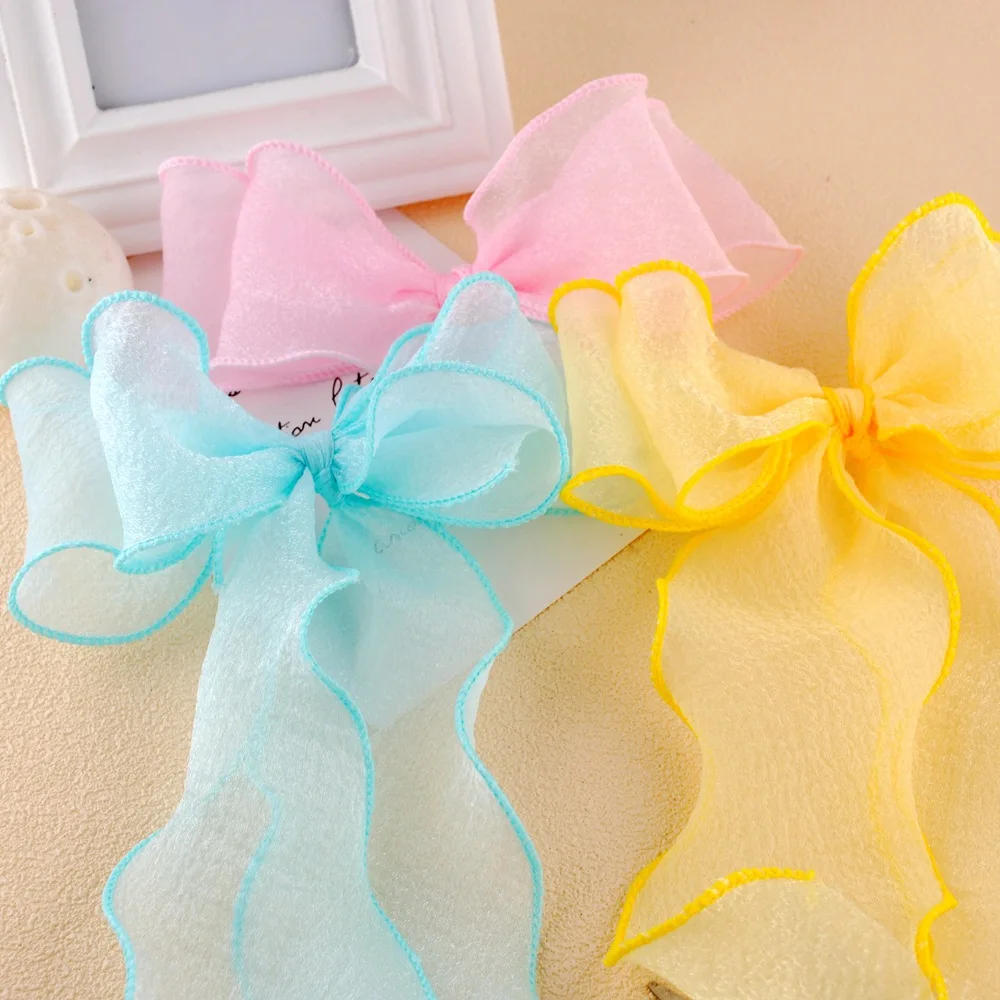 30yards Organza Chiffon Ribbon Colorful Seersucker Pleated Wave Fishtail Ribbon DIY Handmade Bow Cloud Hair Flower Hat Accessory