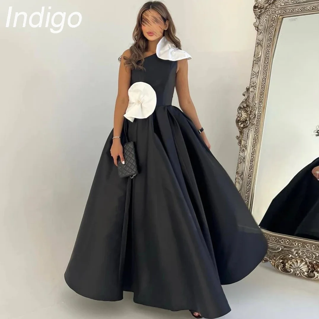 Indigo Prom Dresses One Shoulder A-line Sleeveless Floor-Length Simple Elegant Formal Evening Gowns For Women 이브닝드레스 فستان سهرة