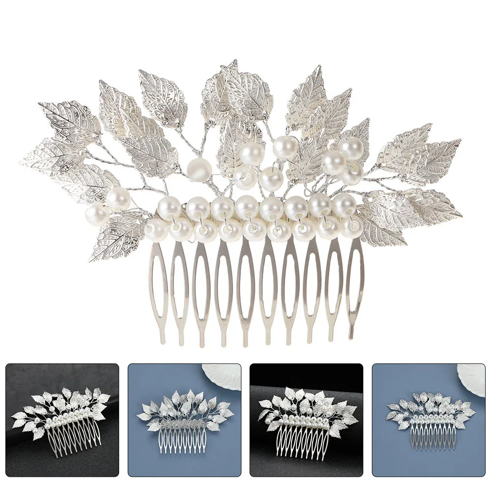 

Pearl Hair Comb Clip Vintage Leaf Design For Bridal Wedding Artificial Pearl Barrette Zinc Alloy Side Hair Combs Bride
