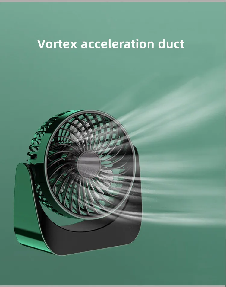 Ventilador enfriador de aire portátil recargable por USB, rotación de 360 °, 3 velocidades de viento de ventilador de escritorio, ventilador de refrigeración de aire silencioso para dormitorio, oficina, viajes