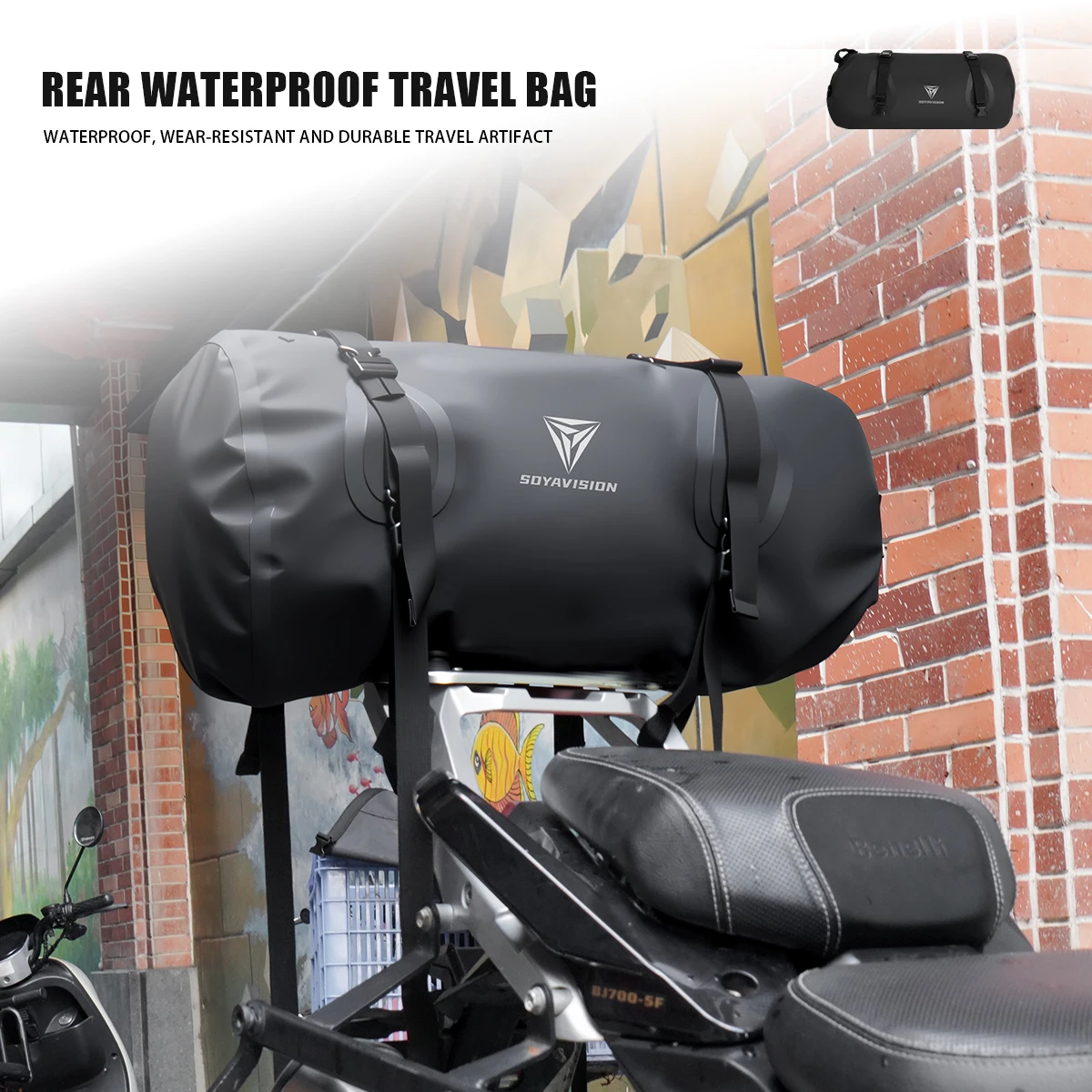 

SOYAVISION 35L Motorcycle Waterproof Tail Bag Travel Outdoor Dry Luggage Roll Pack Bag Motorcycle Seat Bag