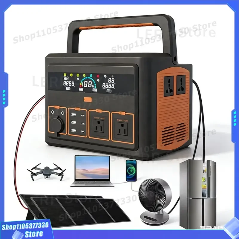 high quality High Capacity Portable Outdoor Solar Power Station with Car Charging 600W-2500W 3 USB 2 Type-C Ports