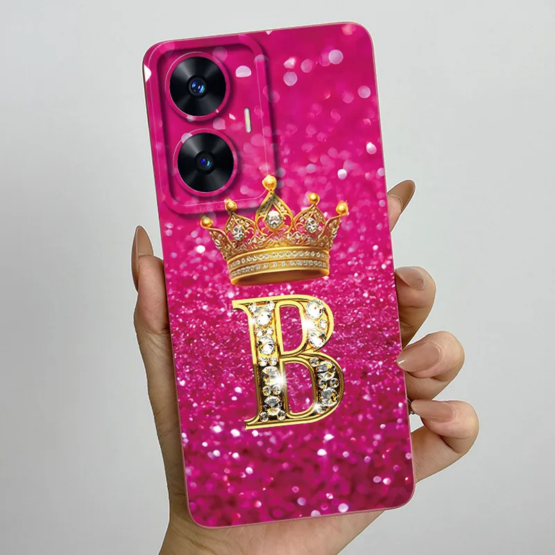 เคสโทรศัพท์ซิลิโคนนิ่มลายตัวอักษรหรูหราสำหรับ Realme C55 RMX3710 สำหรับ Realme Narzo N55 C 55 RealmeC55 NarzoN55 ป้องกันการกระแทก