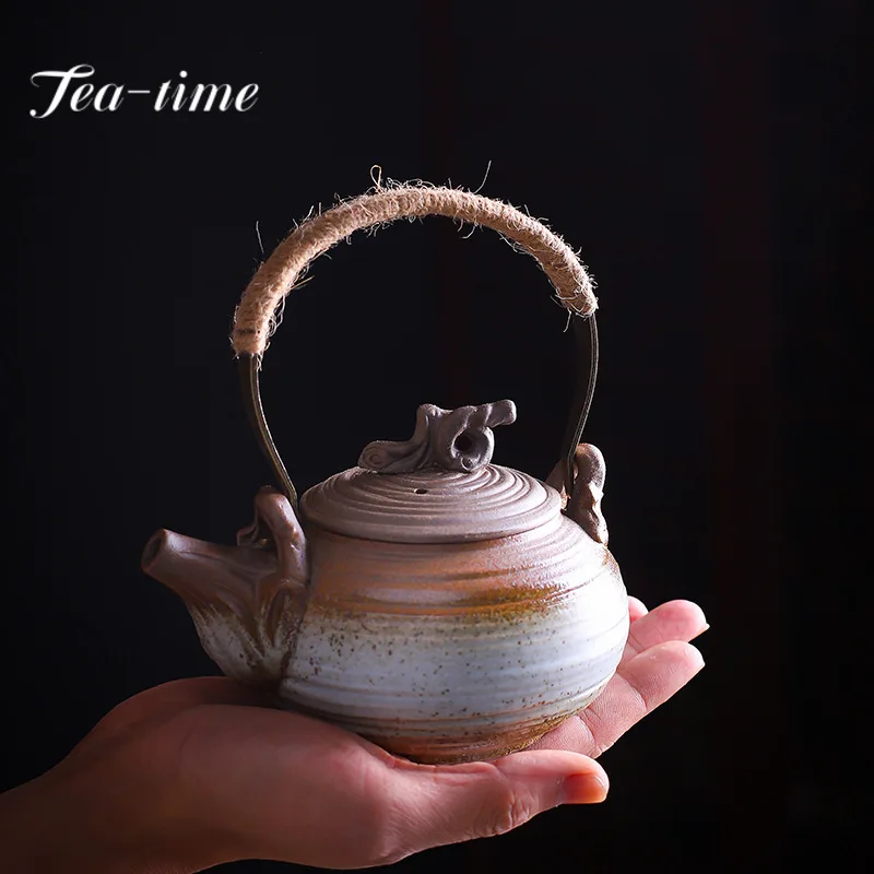 120ml Retro Kiln Change Coarse Pottery Teapot Traditional Pot Tea Maker Kettle with Ball Hole Chinese Teaset Supplies Collection