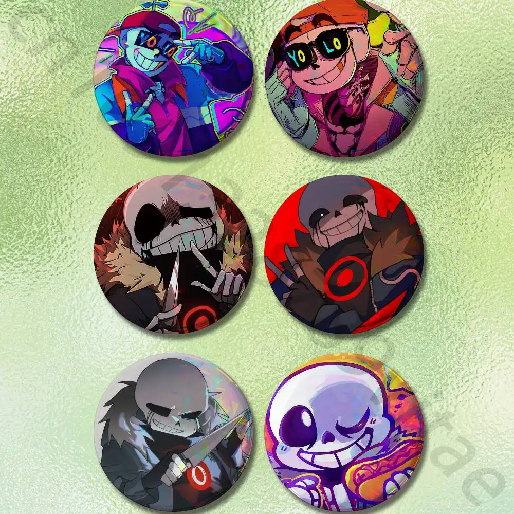 S-Sans Undertale Game 58mm Icon Badge Handmade Tinplate Brooch for Backpack Clothes Chest Ornament Gifts