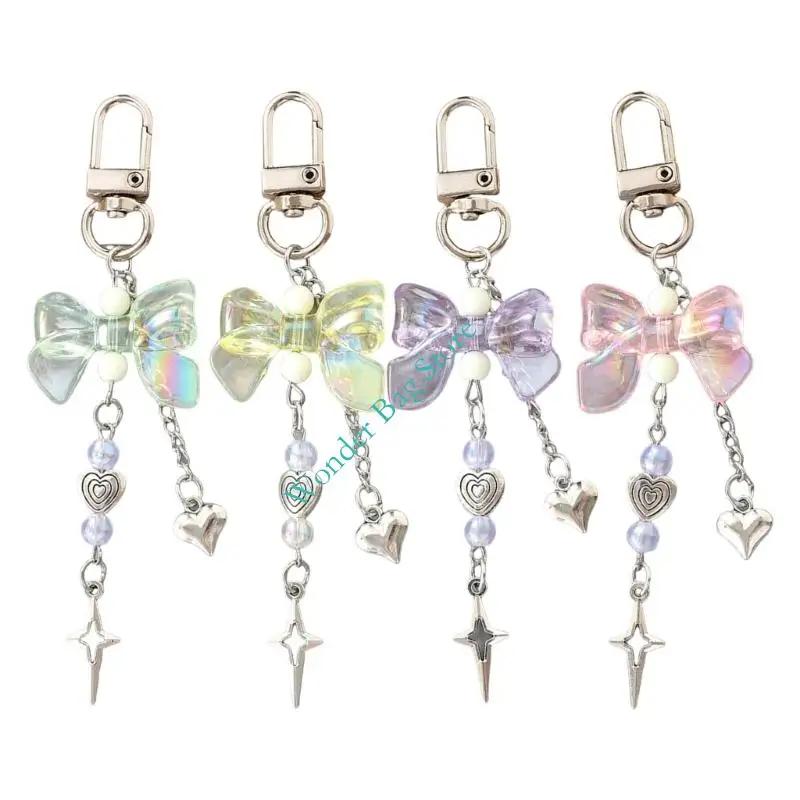 

H3CB Star Heart Bows Keychain Aesthetic Keychain Accessories Car Key Rings Purse Handbag Backpack Bag Charms for Womens
