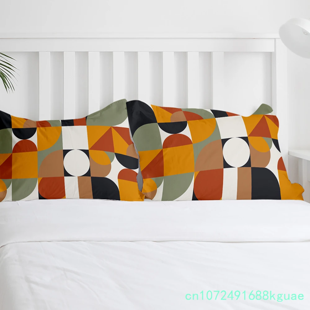 Nordic Retro Medieval Geometric Abstract Color 3pcs Bedding Set For Double Bed Home Textile Duvet Cover Quilt Cover Pillowcase 6