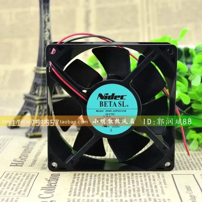 for NIDEC D09C-24PS5 01B 9232 DC 24V 0.36A 3-Wire Industrial Control Inverter Cooling Fan