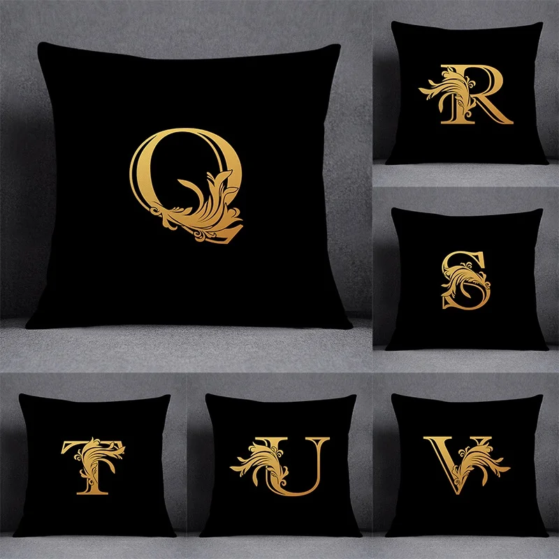 Tyrant gold letter series pattern decorative pillowcase, square  home office decoration (45cm * 45cm)