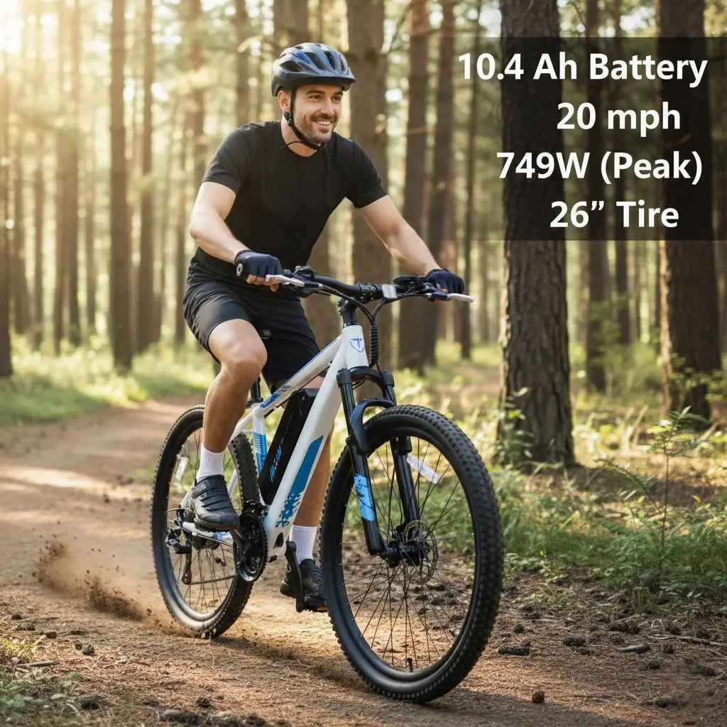 

Electric Mountain Bike for Adults, 350W Motor(Peak 750W), 26'' Tire Electric Bike, 10.4Ah Battery, 32km/h Max Speed.